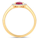 0.94 Carat Genuine Ruby and White Diamond 14K Yellow Gold Ring-2