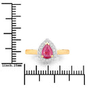 0.94 Carat Genuine Ruby and White Diamond 14K Yellow Gold Ring-3