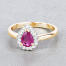 0.94 Carat Genuine Ruby and White Diamond 14K Yellow Gold Ring-4