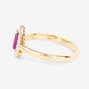 0.94 Carat Genuine Ruby and White Diamond 14K Yellow Gold Ring-6