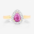 0.94 Carat Genuine Ruby and White Diamond 14K Yellow Gold Ring-8