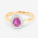 0.94 Carat Genuine Ruby and White Diamond 14K Yellow Gold Ring-9