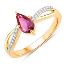 0.52 Carat Genuine Ruby and White Diamond 14K Yellow Gold Ring-1