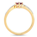 0.52 Carat Genuine Ruby and White Diamond 14K Yellow Gold Ring-2