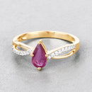 0.52 Carat Genuine Ruby and White Diamond 14K Yellow Gold Ring-4