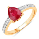 1.56 Carat Genuine Ruby and White Diamond 14K Yellow Gold Ring-1