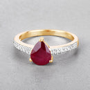 1.56 Carat Genuine Ruby and White Diamond 14K Yellow Gold Ring-4