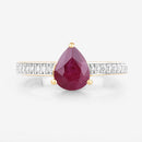 1.56 Carat Genuine Ruby and White Diamond 14K Yellow Gold Ring-8