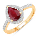 1.25 Carat Genuine Ruby and White Diamond 14K Yellow Gold Ring-1