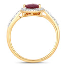 1.25 Carat Genuine Ruby and White Diamond 14K Yellow Gold Ring-2