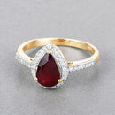1.25 Carat Genuine Ruby and White Diamond 14K Yellow Gold Ring-4