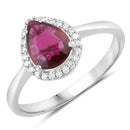 1.30 Carat Genuine Ruby and White Diamond 14K White Gold Ring-1