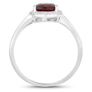 1.30 Carat Genuine Ruby and White Diamond 14K White Gold Ring-2