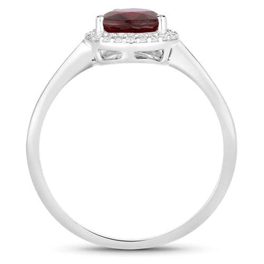 1.30 Carat Genuine Ruby and White Diamond 14K White Gold Ring - 0