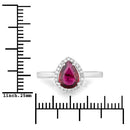1.30 Carat Genuine Ruby and White Diamond 14K White Gold Ring-3