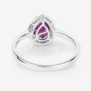 1.30 Carat Genuine Ruby and White Diamond 14K White Gold Ring-7