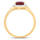 1.30 Carat Genuine Ruby and White Diamond 14K Yellow Gold Ring-2
