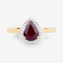 1.30 Carat Genuine Ruby and White Diamond 14K Yellow Gold Ring-8
