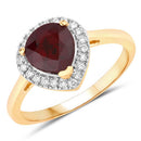 2.19 Carat Genuine Ruby and White Diamond 14K Yellow Gold Ring-1