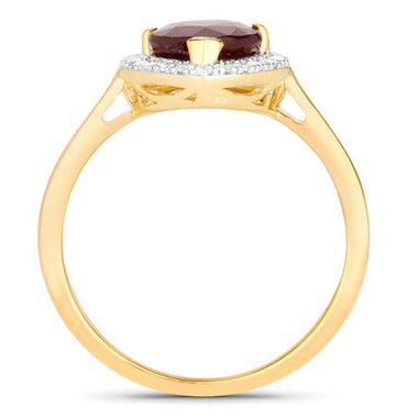 2.19 Carat Genuine Ruby and White Diamond 14K Yellow Gold Ring - 0
