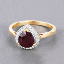 2.19 Carat Genuine Ruby and White Diamond 14K Yellow Gold Ring-4