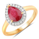 1.38 Carat Genuine Ruby and White Diamond 14K Yellow Gold Ring-1