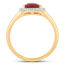 1.38 Carat Genuine Ruby and White Diamond 14K Yellow Gold Ring-2