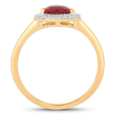 1.38 Carat Genuine Ruby and White Diamond 14K Yellow Gold Ring - 0