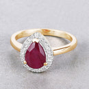 1.38 Carat Genuine Ruby and White Diamond 14K Yellow Gold Ring-4