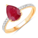 1.68 Carat Genuine Ruby and White Diamond 14K Yellow Gold Ring-1
