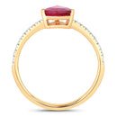 1.68 Carat Genuine Ruby and White Diamond 14K Yellow Gold Ring-2
