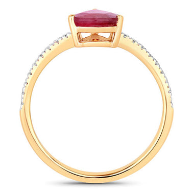 1.68 Carat Genuine Ruby and White Diamond 14K Yellow Gold Ring - 0