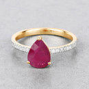 1.68 Carat Genuine Ruby and White Diamond 14K Yellow Gold Ring-4