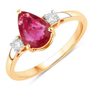 1.08 Carat Genuine Ruby and White Diamond 14K Yellow Gold Ring-1