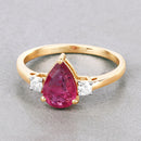 1.08 Carat Genuine Ruby and White Diamond 14K Yellow Gold Ring-4