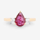 1.08 Carat Genuine Ruby and White Diamond 14K Yellow Gold Ring-8