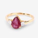 1.08 Carat Genuine Ruby and White Diamond 14K Yellow Gold Ring-9
