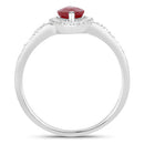 0.96 Carat Genuine Ruby and White Diamond 14K White Gold Ring-2