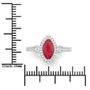 0.96 Carat Genuine Ruby and White Diamond 14K White Gold Ring-3