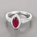 0.96 Carat Genuine Ruby and White Diamond 14K White Gold Ring-4