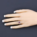 0.96 Carat Genuine Ruby and White Diamond 14K White Gold Ring-5