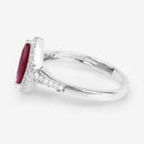 0.96 Carat Genuine Ruby and White Diamond 14K White Gold Ring-6