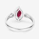 0.96 Carat Genuine Ruby and White Diamond 14K White Gold Ring-7