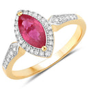 0.96 Carat Genuine Ruby and White Diamond 14K Yellow Gold Ring-1