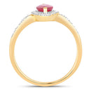0.96 Carat Genuine Ruby and White Diamond 14K Yellow Gold Ring-2