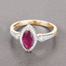 0.96 Carat Genuine Ruby and White Diamond 14K Yellow Gold Ring-4