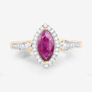 0.96 Carat Genuine Ruby and White Diamond 14K Yellow Gold Ring-8