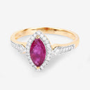 0.96 Carat Genuine Ruby and White Diamond 14K Yellow Gold Ring-9