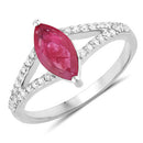1.58 Carat Genuine Ruby and White Diamond 14K White Gold Ring-1