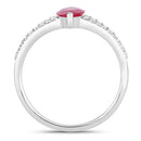 1.58 Carat Genuine Ruby and White Diamond 14K White Gold Ring-2